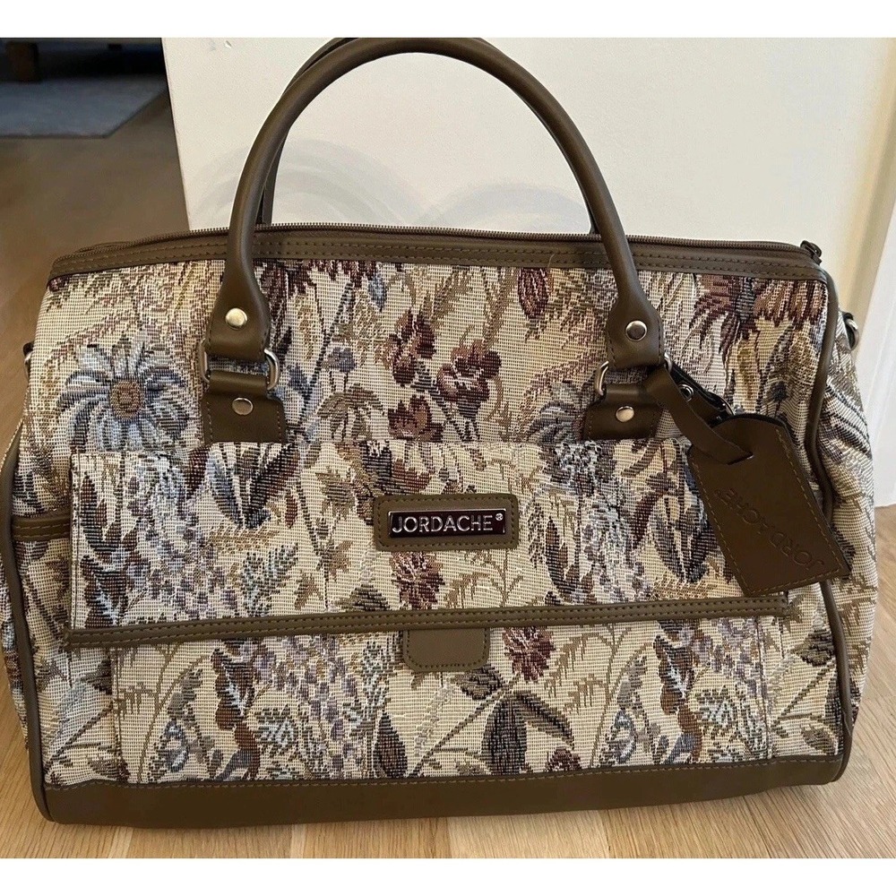 Vintage JORDACHE  Floral Tapestry Carry on Duffel Tote Luggage Weekender Bag